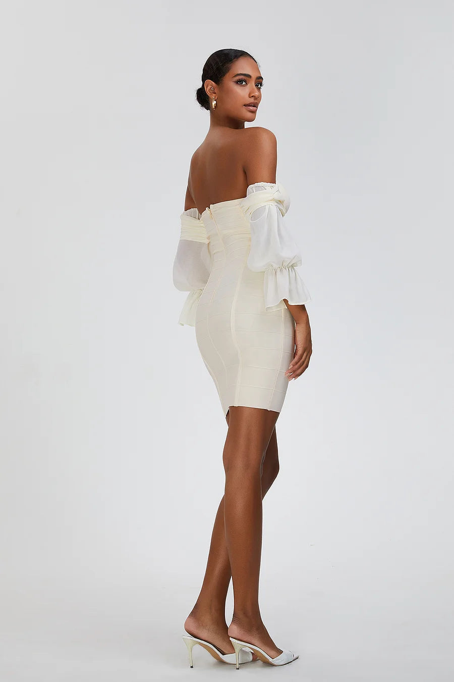 Women Sexy Bandage Midi Dress In White