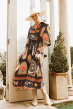 Women's short sleeved maxi boho dress