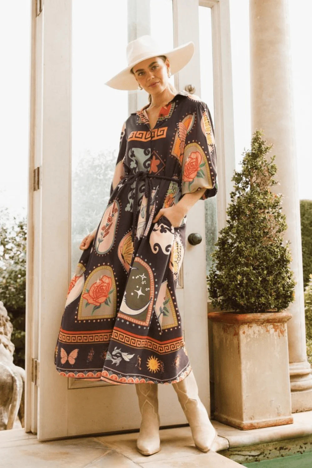 Women's short sleeved maxi boho dress