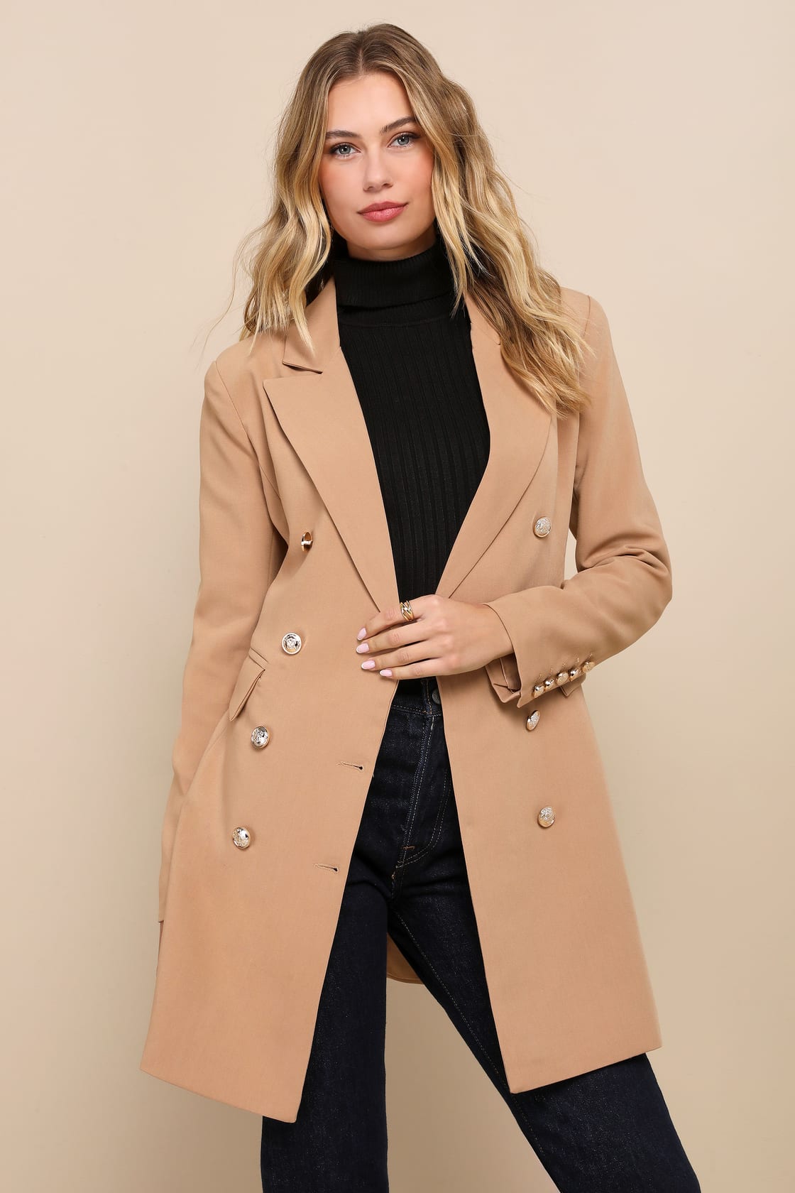 Women Double-Breasted Coat Military Coat Blazer Dress